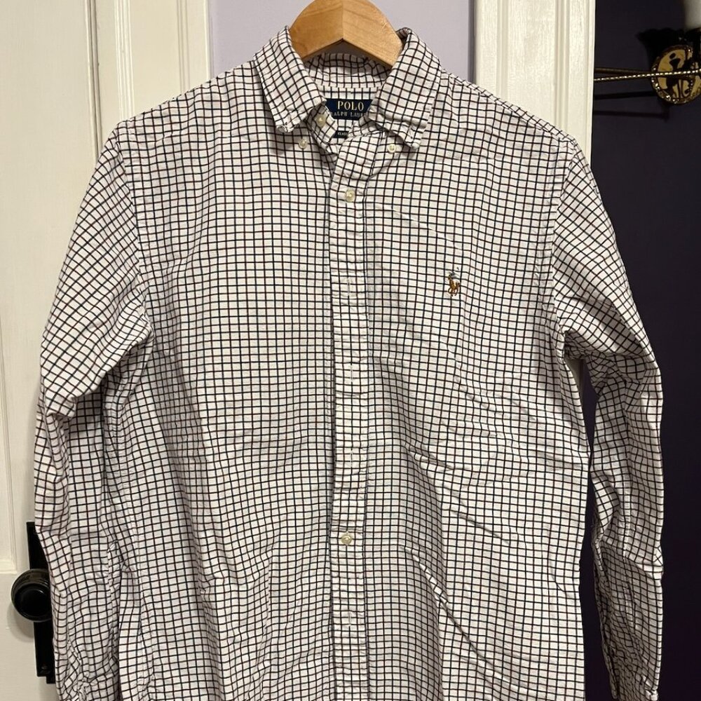 Polo Ralph Lauren Red and Blue Tattersall Oxford - Men's Medium - Classic Fit